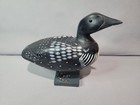 Vtg Wood Standing Loon Decoy Hand Painted Glass Eyes 9 5  Folk Art Figure Cabin