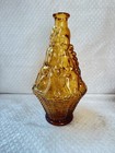 Vintage Amber Glass Wine Decanter Bottle  fruit Basket Relief Pattern  10 75 In 