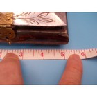 Vintage Inlaid Bone Wood Trinket Box Silver Etched Metal Floral Brass Latch 5in