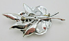 Vtg Big Large Flower Clear Colorful Ab Rhinestone Enamel Brooch Pin Silver Tone