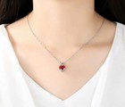 Red Garnet Heart Jewelry Silver Love Necklace Crystal Pendant Valentine Gift