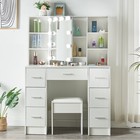 Vanity Makeup Table Set With 10 Led Lighted Mirror Bedroom Dressing Table White