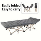 Grey Folding Camping Bed  Heavy Duty Rollaway Bed With Carrying Bag