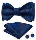Bow Ties For Men Paisley Self Tie Bowtie Pocket Square Cufflinks Set Classic    