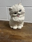 Vintage Ceramic Persian Kitten 10 Inch Sticking Out Tongue Statue Hollow White