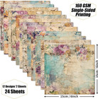 Vintage Floral Scrapbook Paper Pad - Flower Patterned Cardstock Paper Pads 6x6 S