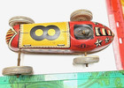 Old Antique 1930 s Vintage Lupor Tin Litho  8 Balloon Tire Toy Race Car W Driver