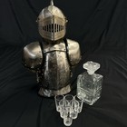 Vintage Nikka Whiskey Ltd Armor Silver Knight Clear 6 Shot Glass Decanter Used