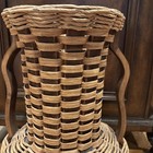 Woven Wood   Wicker Floor Basket Vase Solid Condition W  Wooden Handles 19 5 H