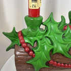 Vintage Ceramic Yule Log Holly Candle Holder - Atlantic Mold  c  1960-1970s 