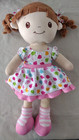 Linzy Toys Girl Doll Plush Brown Pigtails Pink Apple Dress 15    Stuffed Lovey