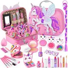 Pink Kids Makeup Kit - Real Washable Cosmetic Set With Storage Case  Gift For Gi
