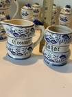 Vtg 16 Pc Arnart Blue Onion Coffee Sugar Creamer Spice Set Measure Cups Japan