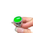 Natural Ice Green Jadeite Men Amulet Ring Vintage Wealth Attracting