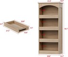 4-tier Bookshelf With Hidden Storage  Arched Wood Bookcase With 4 Drawers