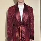 1960s Burgundy Patterned Smoking Jacket