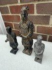 Vintage Terracotta Warriors Replica Figurine Statue Set Of 3     Chinese Decor