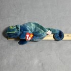 Ty Beanie Baby Rainbow The Iguana 1997 Blue Green Tie Dye With Yellow Eyes