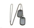 Blank Black Tactical Military Spec Army Id Dog Tag Set W ball Chains   Silencers