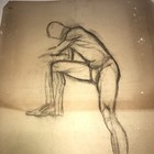 Vintage Chester Snowden Male Nude Figure Study Charcoal Drawing Sketch