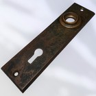 Antique Art Deco Heavy Cast Brass Keyhole Door Knob Back Plate 5 3 4 X 1 1 2   