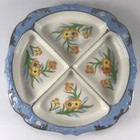 Moriyama Hand Painted 4 Section Divided Serving Bowl Dish Japan Poppies Floral