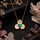 Australian Fire Opal Pendant  Gold Plated Silver Necklace  Clover Jewelry