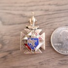 Antique Knights Templar Skull   Cross Bones Enamel Gold Filled Pendant K Of C   