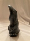 Vintage Sculpture Of Inuit Eskimo Man Standing Hand Carved Green Stone Signed 