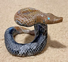 Zuni Rattlesnake Fetish Picasso Marble Farlan Paulette Quam Signed Carving 2 
