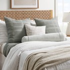 Oversized Bolster Woven Striped With Piping Cylinder Throw Pillow White light