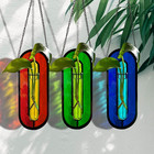 Transparent Green Stained Glass Propagation Station - Handcrafted Suncatcher Han
