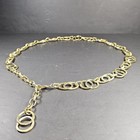 Vintage Gold Tone Metal Chain Link Belt Hammered Texture Adjustable To 40 Inches