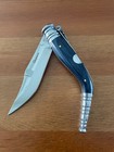 3 9  Spanish Navaja Sevillana Pocket Knife Blue Stamina Wood Scales With Ratchet