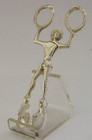 Rare Scottish Solid Sterling Silver Harlequin Sugar Tongs Nips 1893 Antique