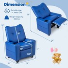 Kids Recliner Chair Pu Leather Push Back Toddler Armchair With Cup Holder