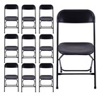 10 Pack Plastic Commercial Folding Chairs Stackable Picnic Party Black Home