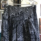 Chaps Size S Black   White Geometric Print Gauzy Tiered Long Cotton Skirt
