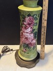 Vintage Antique Japanese Or Chinese Vase Lamp 27  H X 7  Floral Signed  poppy 