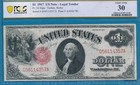  1 00 1917 Fr 36  Red Seal Legal Tender Note Pcgs Vf30