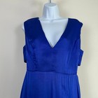 Slate   Willow Cobalt Blue Viscose Satin V-neck Slit Gown 10