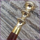 Antique Nautical Brass Finish Royal Handle Stick Brown Rosewood Walking Cane New