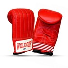 Red Leather Bag Gloves Boxing Heavy Bag Training Mitts Punching Gloves