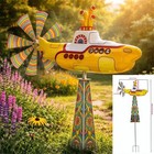 1pcs Yellow Submarine Wind Spinner  2d Heavy Duty Metal Rotating Yard Art