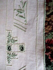 Pair Vintage Irish Linen Hand Embroidered Runners W Green Cut-work   Pristine 