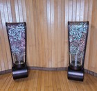 Crackle Glass Mosaic Candle Wall Sconce Tea Light Votive Holder Elements Set Of4