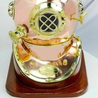 Solid Copper Antique Us Navy Deep Diving Helmet Divers Helmet With Wooden Base