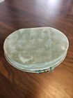 Rare Antique Latausca Velvet Jewelry  casket  Box From France - Green