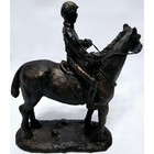 Antique Equestrian Bronze Patina Statue Rider Sitting On Horse 5 25  T X 4 l