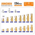 134 Pieces M5 Male Female Hex Brass Standoffs Spacers Screws Nuts Kit brass S   